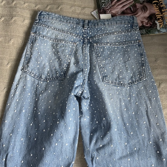 Zara Straight-Leg Studded Straight-Leg Jeans - size 4 - Picture 7 of 7